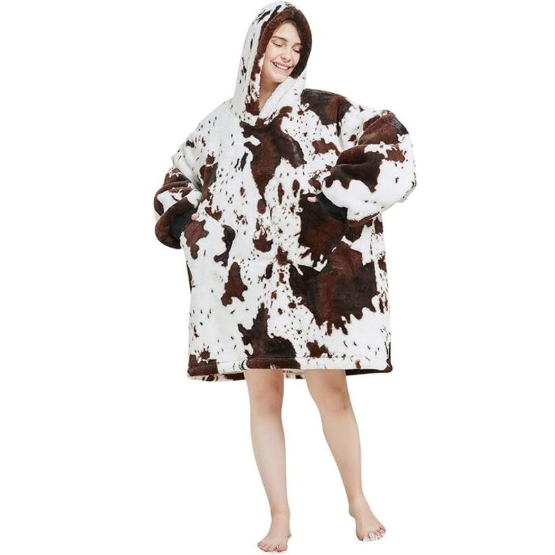 My Snuggy - Baby Seamless Cow Print Oversized Blanket Hoodie