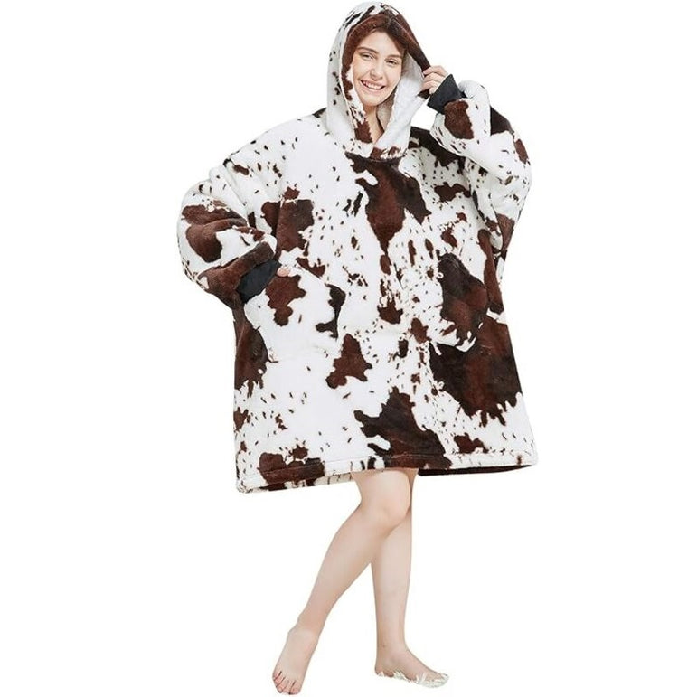 My Snuggy - Large Seamless Cow Print Hoodie Blanket