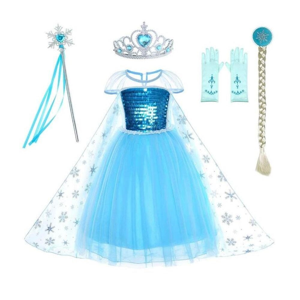 Blue Princess Costume 5-Piece Dress Set (Includes Crown, Sceptre, Gloves and Braid)
