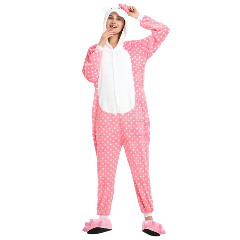 Dotted Pink Hello Kitty Adult Onesie