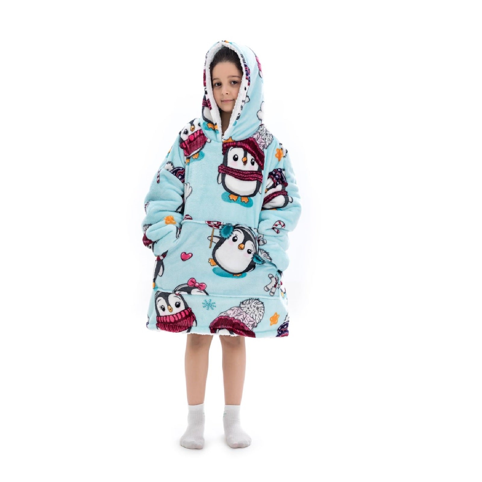 Kerst Pinguïn ijsbeer draagbare deken hoodie,Oversized Kerst Pinguïn ijsbeer draagbare deken hoodie,Oversized
