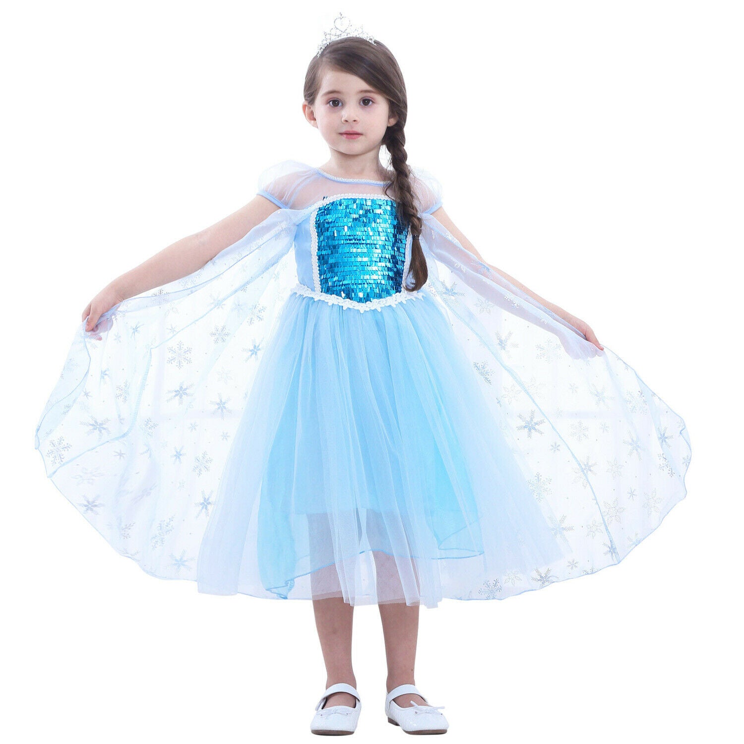 Blue Princess Costume 5-Piece Dress Set (Includes Crown, Sceptre, Gloves and Braid)