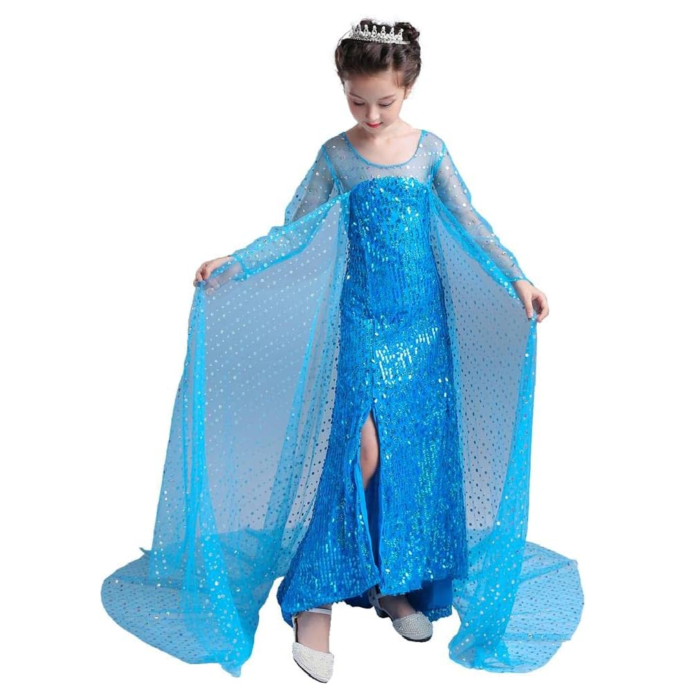 Blue Party Costume Princess Dress With Cape - 5 pieces Set