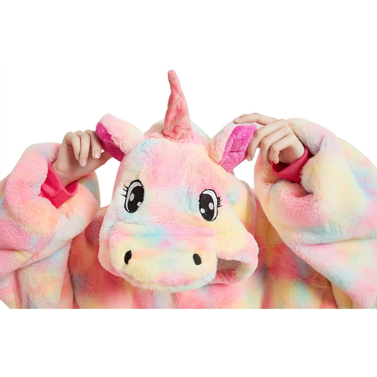 My Snuggy - Large Pink Rainbow Unicorn Hoodie Blanket