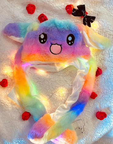 LED Movable-Ear Rainbow Bunny Hat