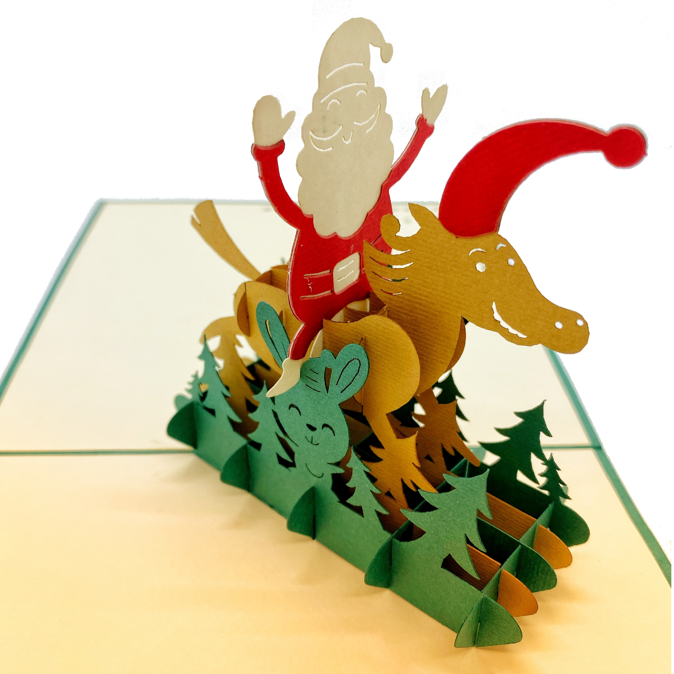 Pop-up Card _ Santa Claus Riding On His Reindeer