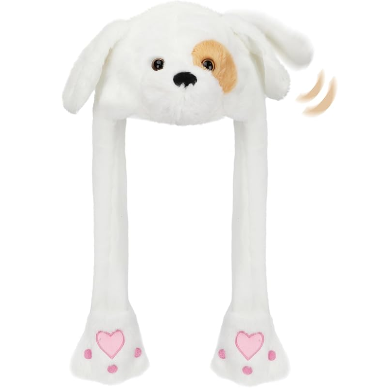 LED Movable-Ear White Puppy Hat