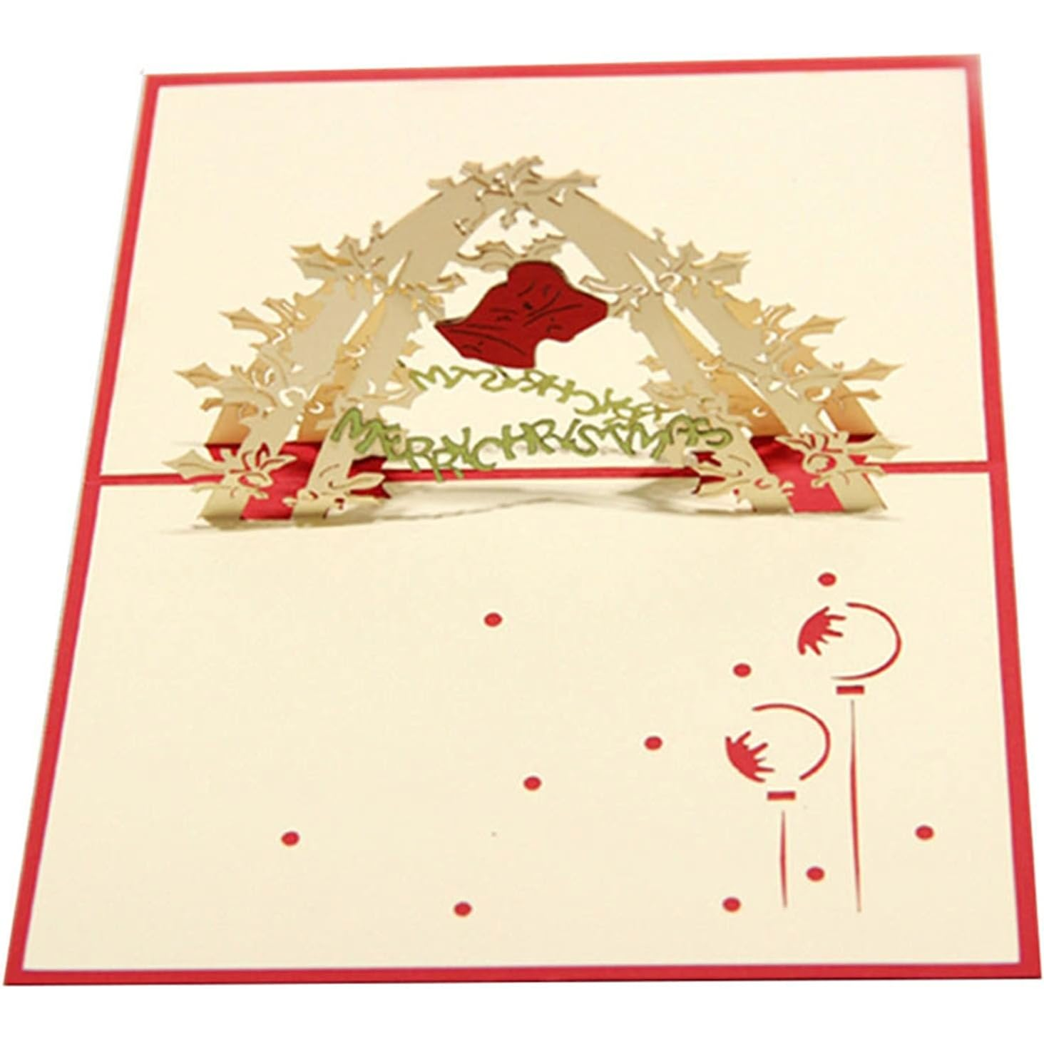 Pop-up Card _ Merry Christmas Red Bell Arch