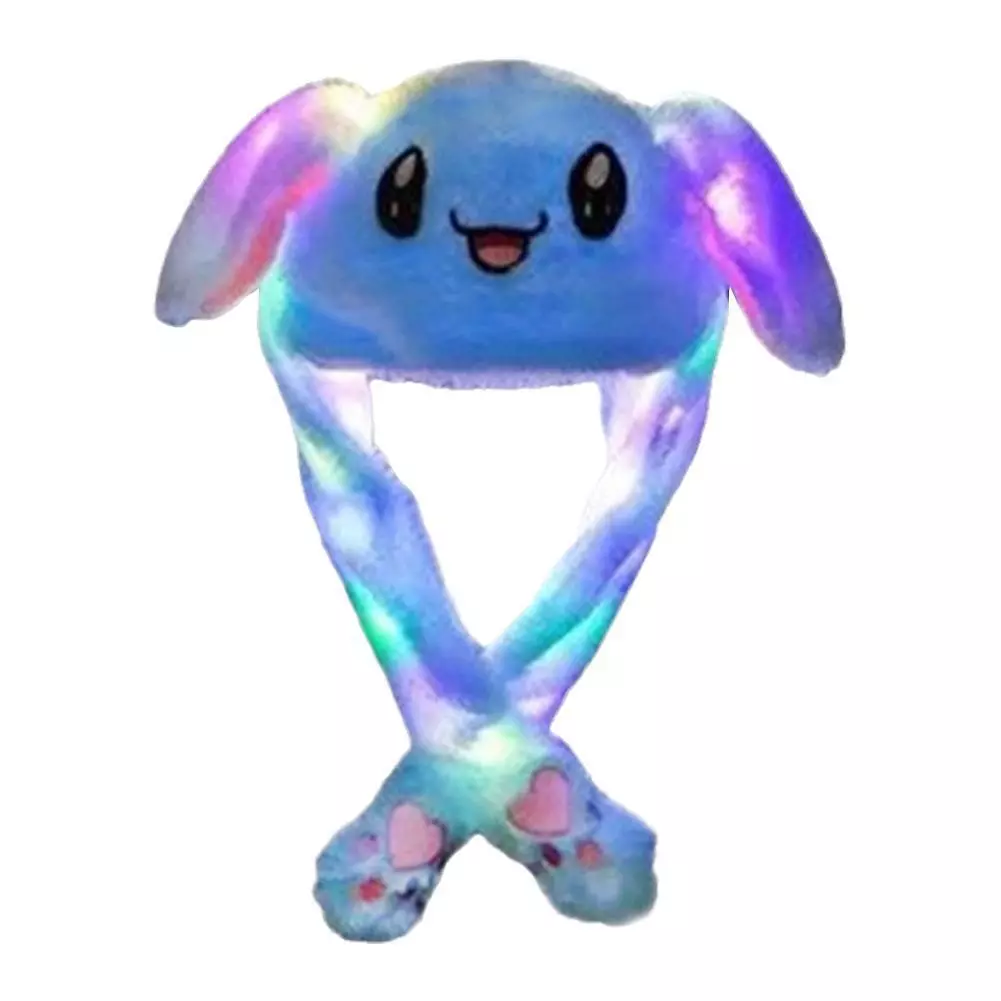LED Movable-Ear Blue Bunny Hat