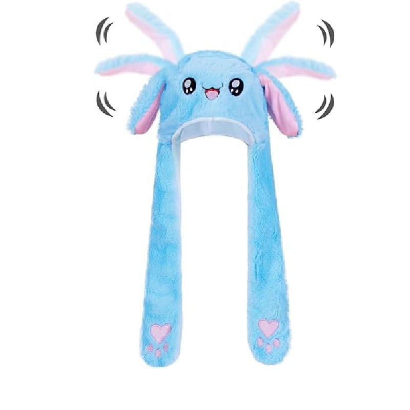 LED Movable-Ear Blue Bunny Hat