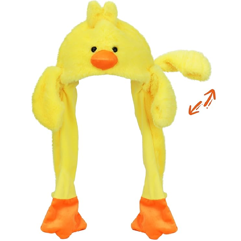 Movable-Ear Yellow Duck Hat with LED light