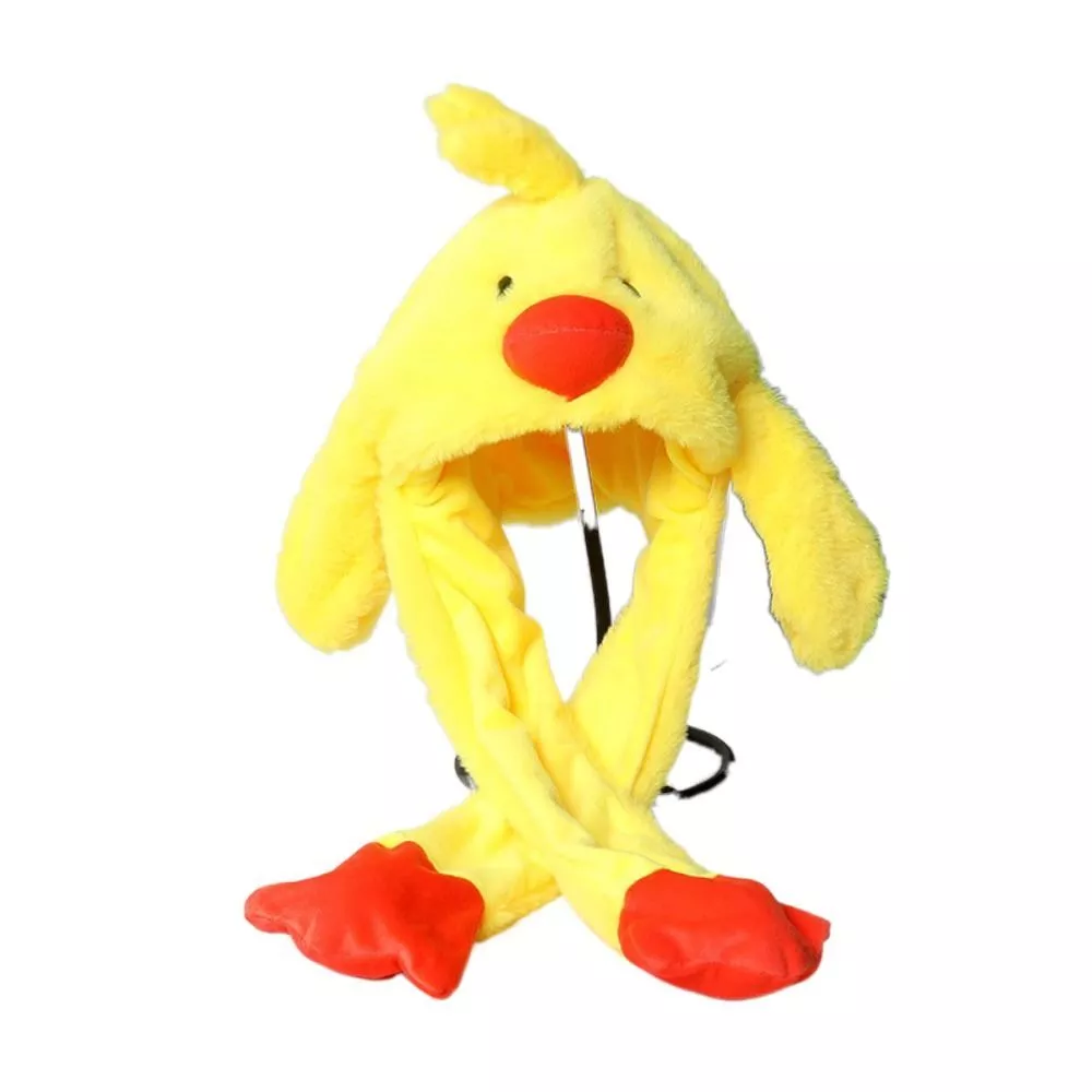 Movable-Ear Yellow Duck Hat with LED light