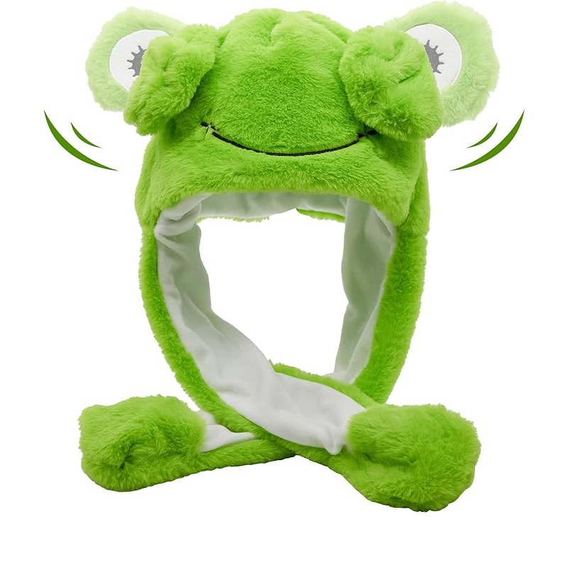 LED Movable-Ear Green Frog Hat