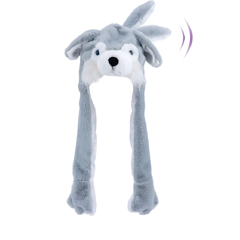 LED Movable-Ear Grey Husky Hat