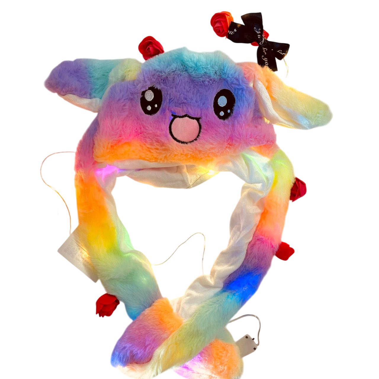 LED Movable-Ear Rainbow Bunny Hat