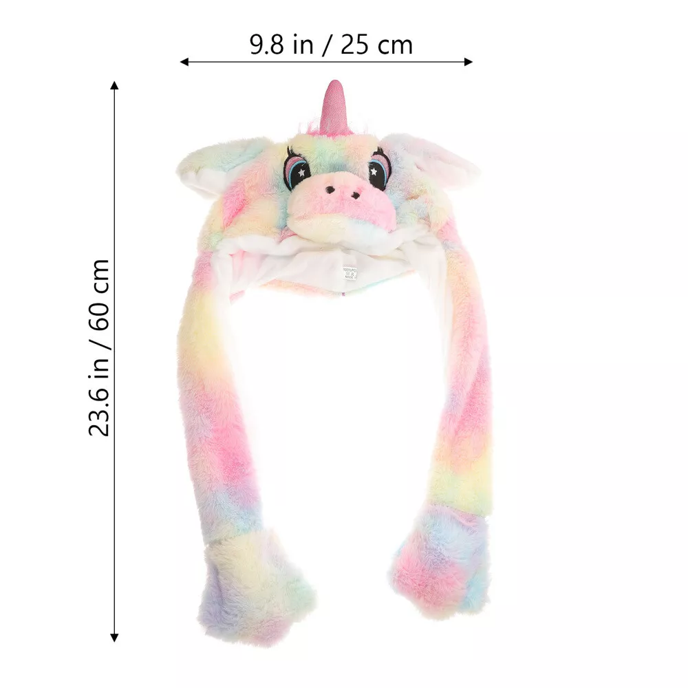LED Movable-Ear Pastel Rainbow Unicorn Hat