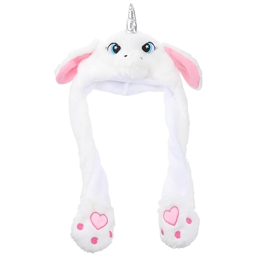LED Movable-Ear White Unicorn Hat