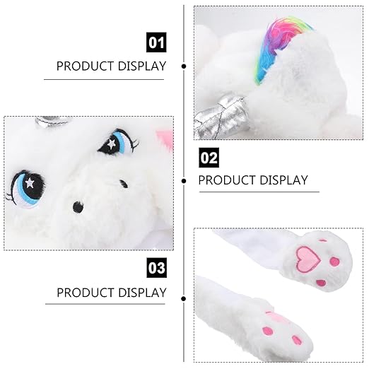LED Movable-Ear White Unicorn Hat