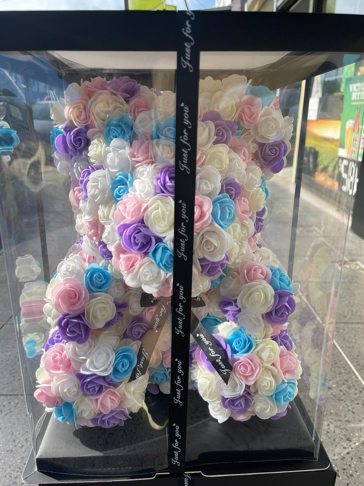 Gorgeous Purple Rainbow Rose Teddy Bear with LED Light and Gift Box - 40cm