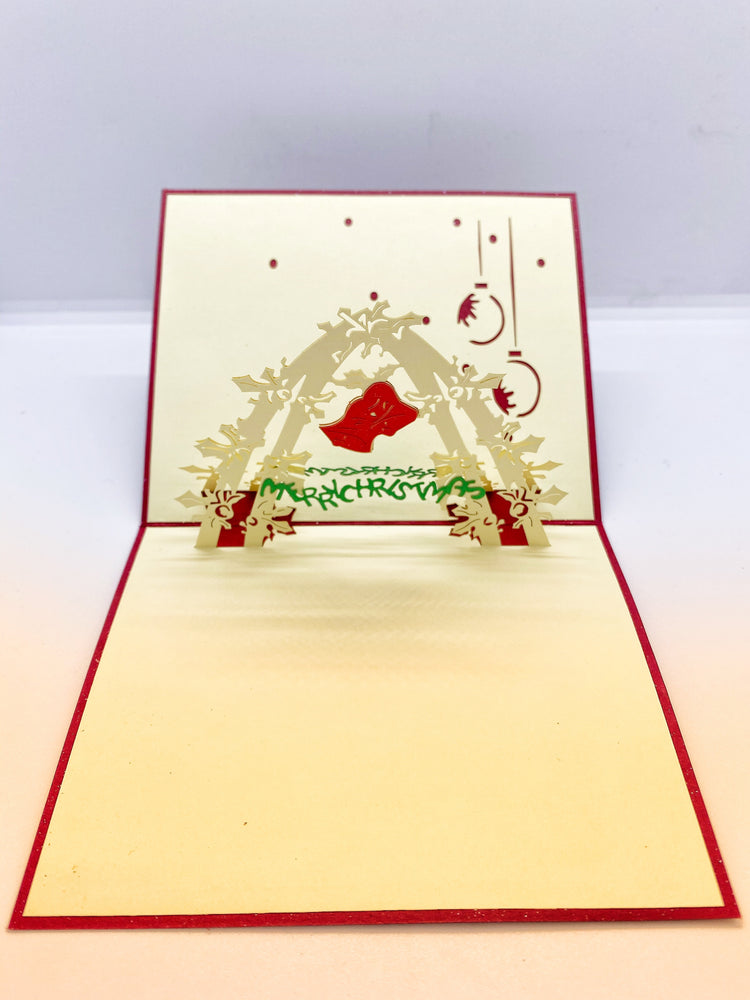 Pop-up Card _ Merry Christmas Red Bell Arch