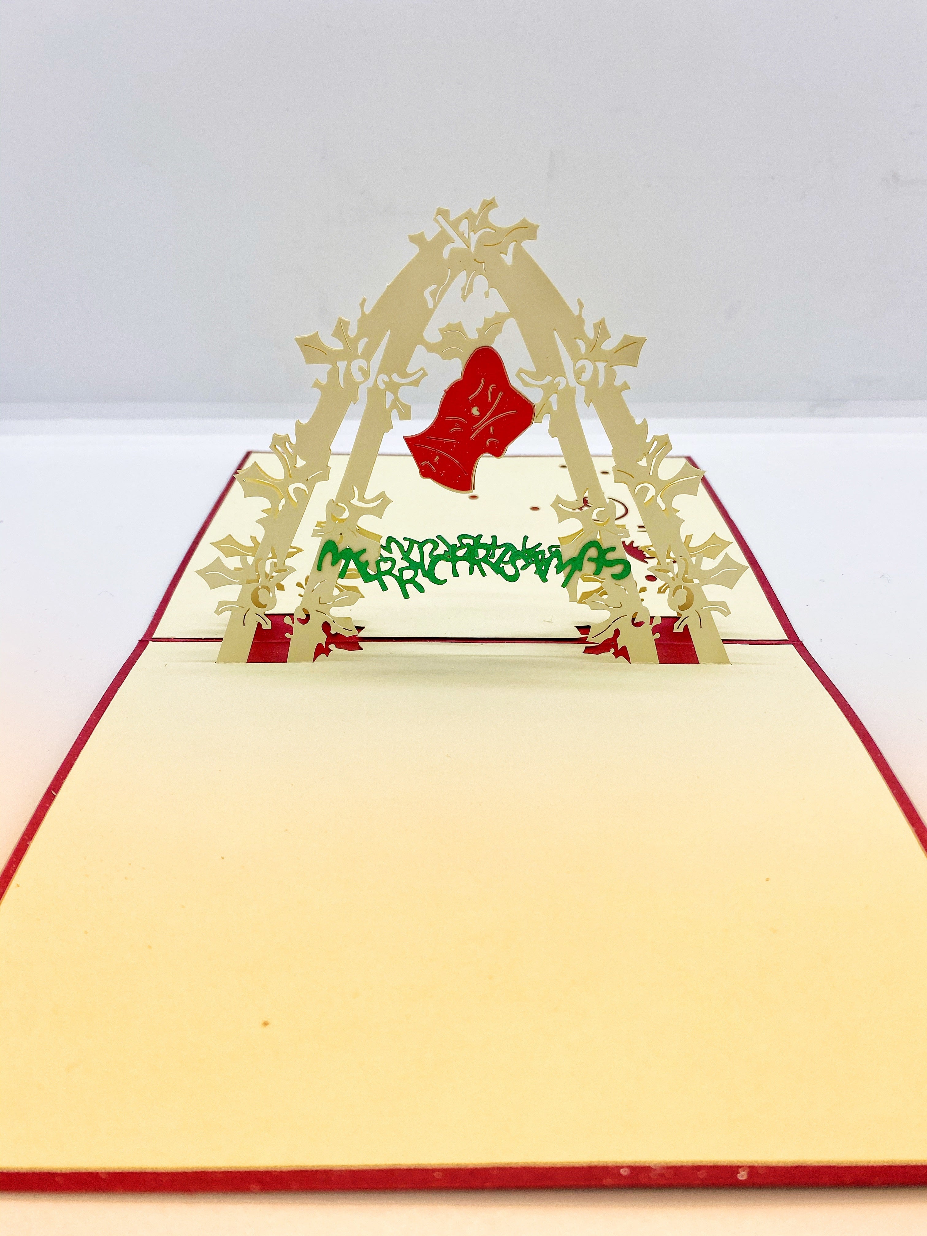Pop-up Card _ Merry Christmas Red Bell Arch