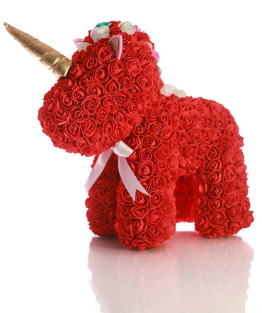 Gorgeous Red Rose Unicorn with LED Light and Gift Box - 40cm