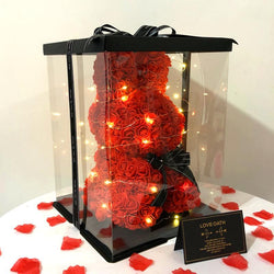 Gorgeous Red Rose Bunny with LED Light and Gift Box - 40cm