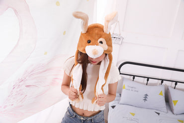 LED Movable-Ear Brown Puppy Hat