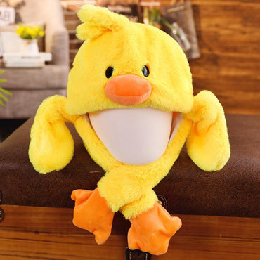 Movable-Ear Yellow Duck Hat with LED light
