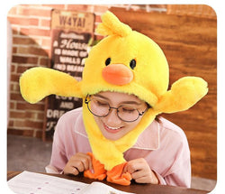 Movable-Ear Yellow Duck Hat with LED light
