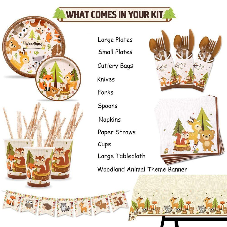 Woodland Theme Birthday Party Tableware Package