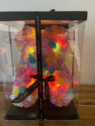 Gorgeous Warm Rainbow Rose Teddy Bear with LED Light and Gift Box - 40cm