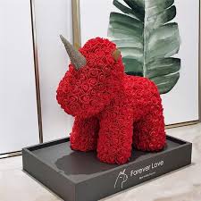 Gorgeous Red Rose Unicorn with LED Light and Gift Box - 40cm