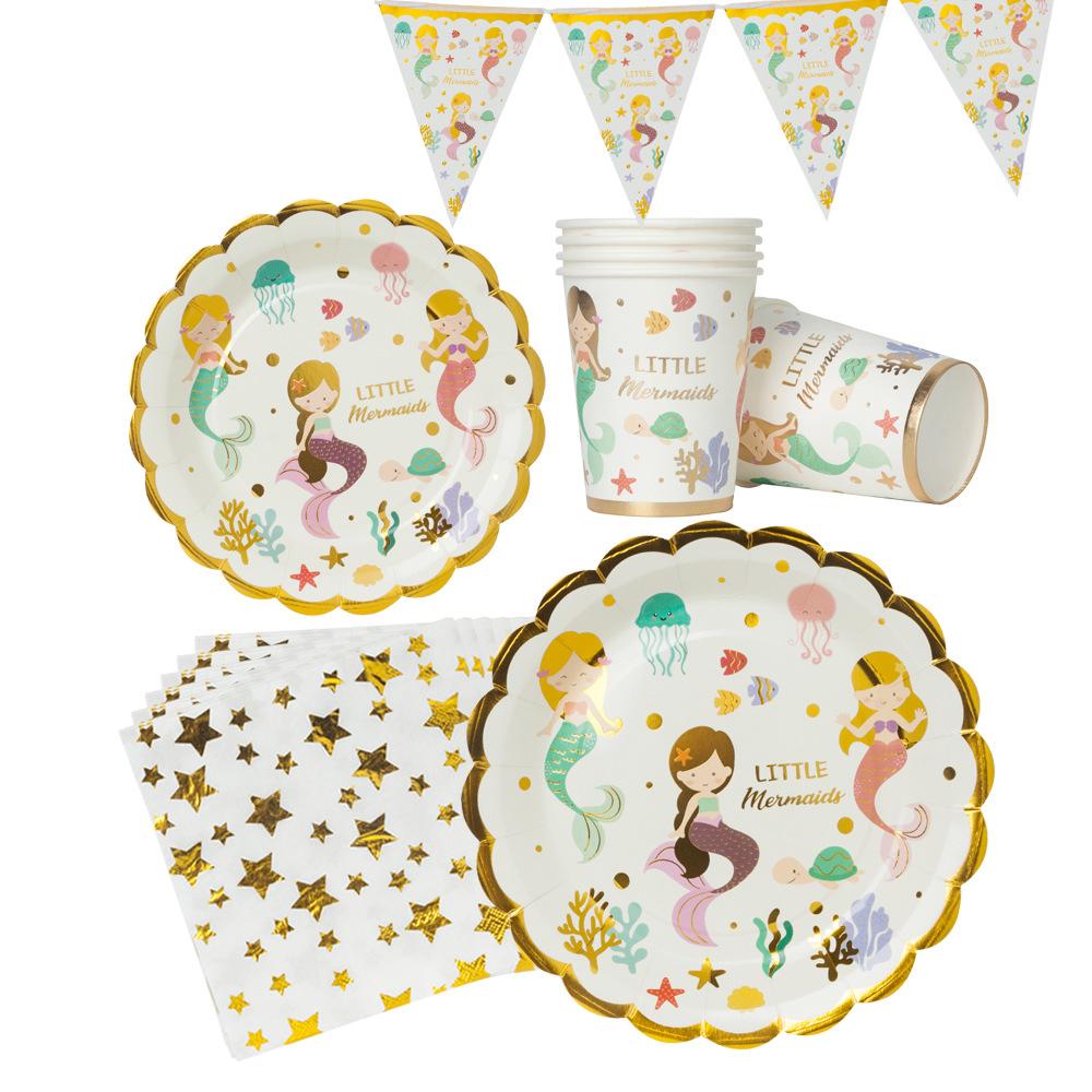 Mermaid Theme Birthday Party Tableware Package (#Type C)