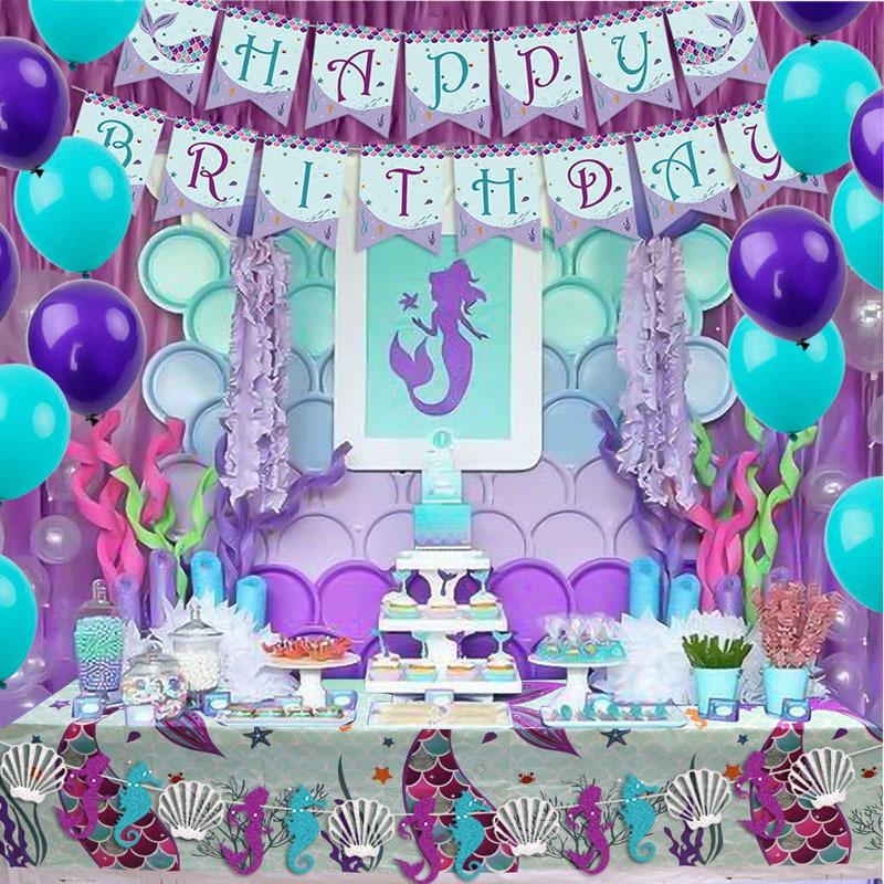 Mermaid Theme Birthday Party Tableware Package (#Type B)