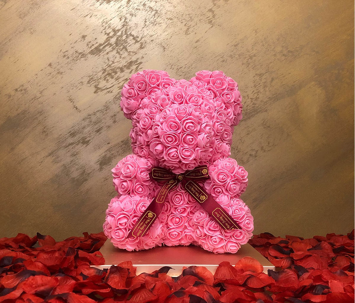 Gorgeous Pink Rose Teddy Bear with LED Light and Gift Box - 40cm