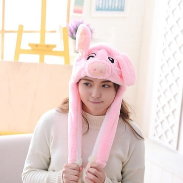 LED Movable-Ear Pink Piggy Hat