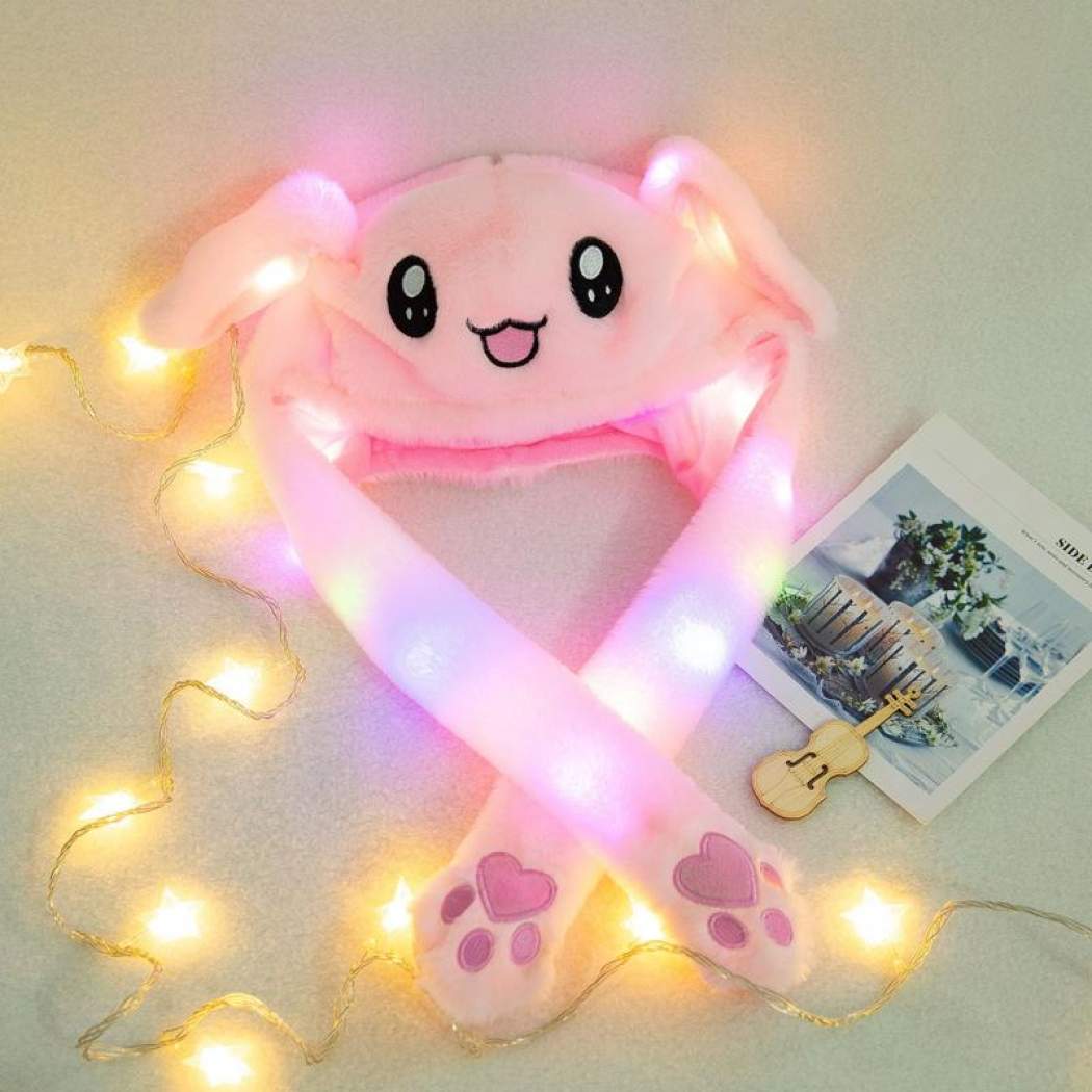 LED Movable-Ear Pink Bunny Hat