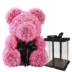 Gorgeous Pink Rose Teddy Bear with Gift Box - 25cm
