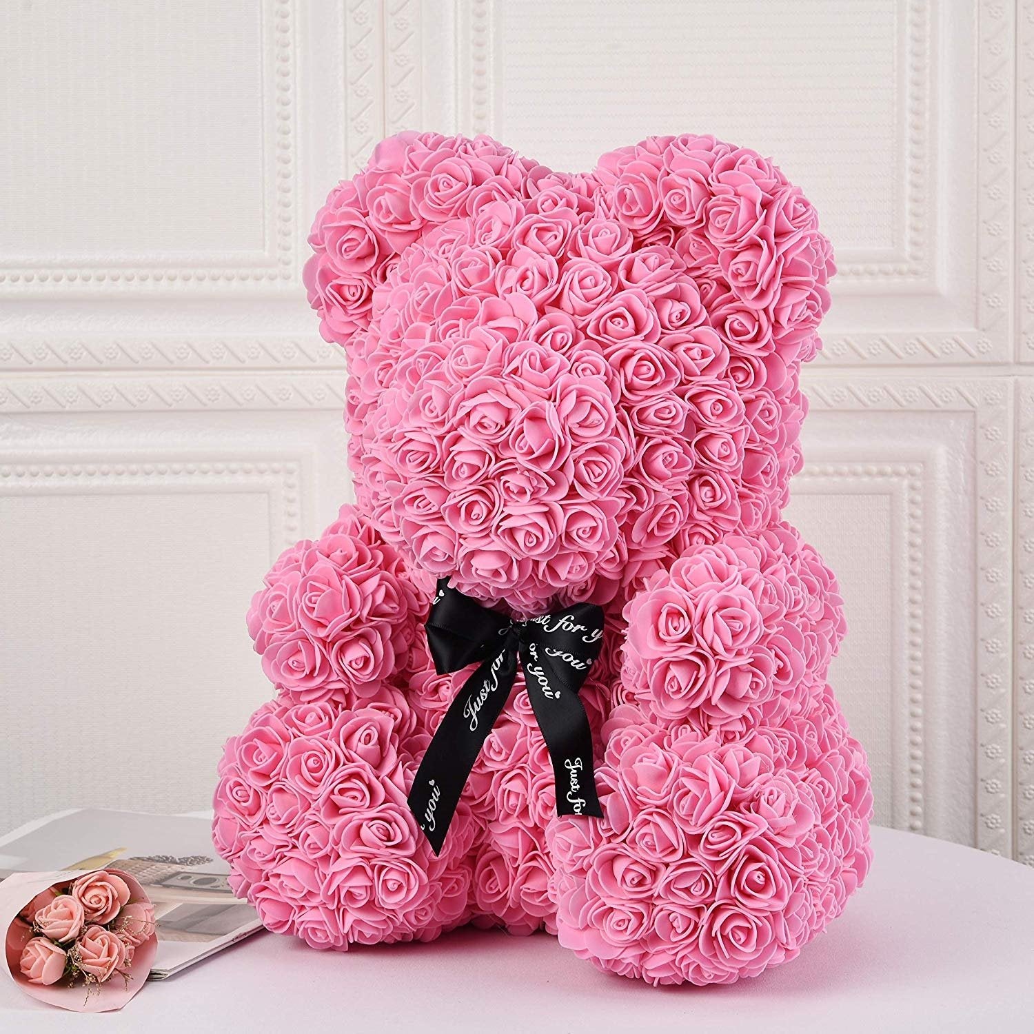 Gorgeous Pink Rose Teddy Bear with Gift Box - 25cm