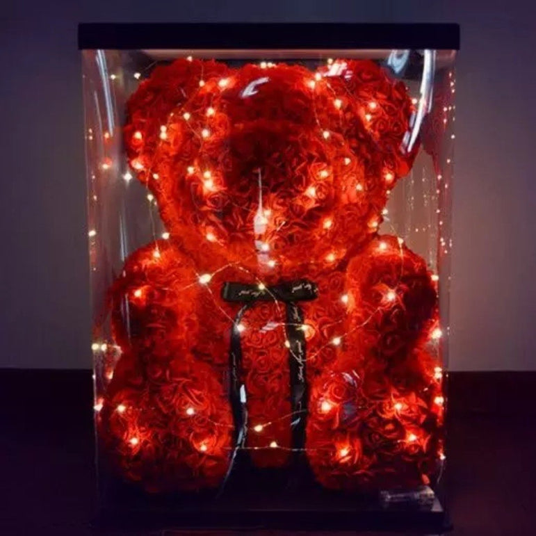 Gorgeous Red Rose Teddy Bear with LED Light and Gift Box - 40cm