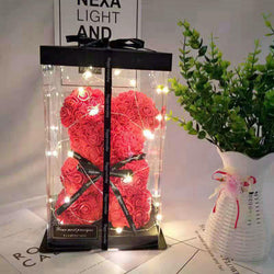 Gorgeous Red Rose Teddy Bear with LED Light and Gift Box - 40cm