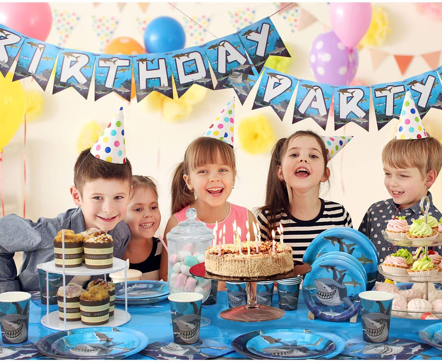 Shark Theme Birthday Party Tableware Package (#Type A)