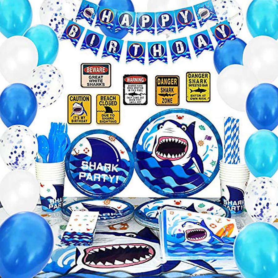 Shark Theme Birthday Party Supplies Premium Package (#Type A)