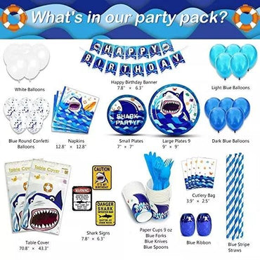 Shark Theme Birthday Party Supplies Premium Package (#Type A)