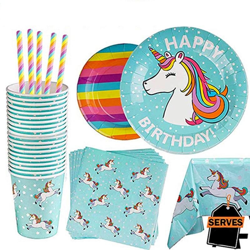 Unicorn Theme Birthday Party Tableware Package (#Type B)