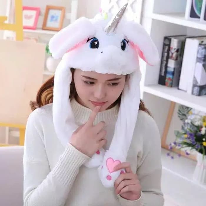 LED Movable-Ear White Unicorn Hat